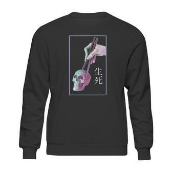 Vaporwave Aesthetic Chopsticks & Skull Pastel Goth Halloween Sweatshirt | Favorety AU