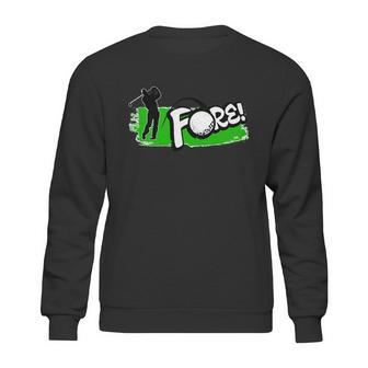 Vintage Golfer Swinging And Saying Fore Sweatshirt | Favorety