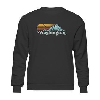 Vintage Washington State Retro Distressed Mountains Graphic Sweatshirt | Favorety