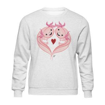 Axolotl Amphibian Love With Heart Valentine Sweatshirt | Favorety