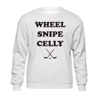 Campus Apparel Wheel Snipe Celly Funny Hockey Dangles Score Celebration Sweatshirt | Favorety