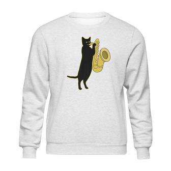 Cat Playing Saxophone Shirt Cool Wind Instrument Sax Gift Sweatshirt | Favorety CA