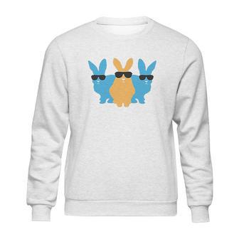 Easter For Men Hip Trio Bunnies Funny Graphic Hipster Easter Bunny Sweatshirt | Favorety