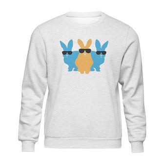 Easter For Men Hip Trio Bunnies Funny Graphic Hipster Easter Bunny Sweatshirt | Favorety CA