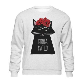 Funny Frida Kahlo Cat Art Sweatshirt | Favorety