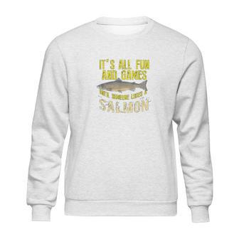 Funny Salmon Fishing Freshwater Saltwater Fish Gift Sweatshirt | Favorety AU