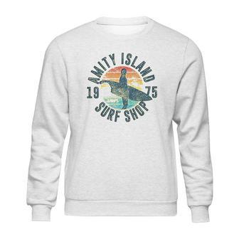 Jaws Amity Island Surf 1975 Yellow Heather Sweatshirt | Favorety