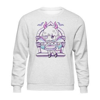 Kawaii Pastel Goth Cute Creepy Girl And Bats Sweatshirt | Favorety