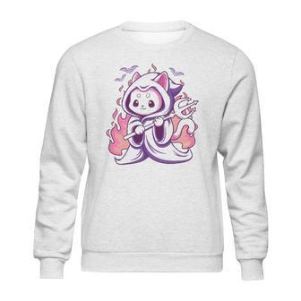 Kawaii Pastel Goth Cute Creepy Grim Reaper Cat Sweatshirt | Favorety