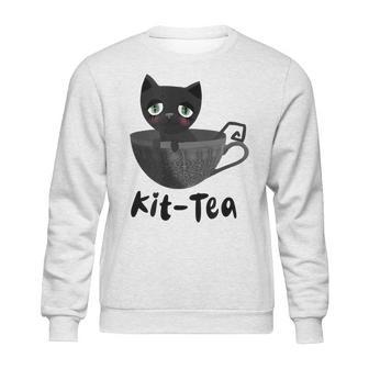 Kit-Tea Cat Lovers Creepy Kawaii Pastel Goth Kitten Teacup Sweatshirt | Favorety DE