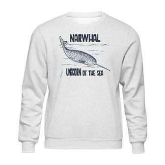 Narwhal Unicorn Of The Sea Humpback Whales Cetaceans Deep Blue Ocean Waves Nautical Marine Mammals Sweatshirt | Favorety CA