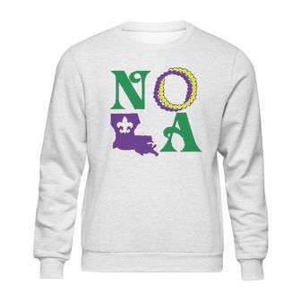 Nola New Orleans Louisiana Mardi Gras Beads Fleur De Lis Lily Sweatshirt | Favorety UK