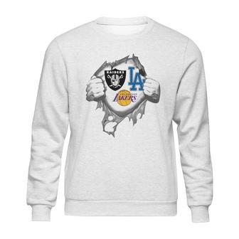 Oakland Raiders Los Angeles Lakers And Los Angeles Dodgers Heartbeat Shirt Tshirt T Shirt Tee Sweatshirt | Favorety DE