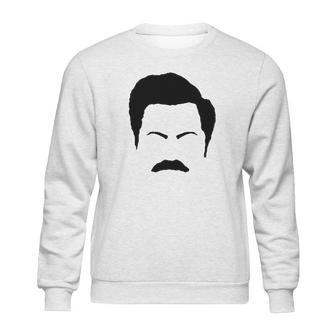 Parks And Rec Fans Ron Swanson Mustache Face Silhouette Sweatshirt | Favorety CA