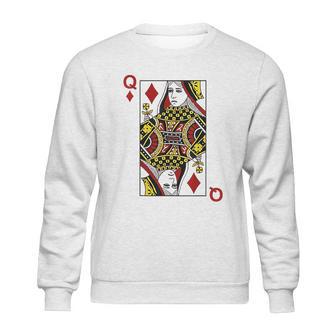 Queen Of Diamond Cards Poker Q Sweatshirt | Favorety UK