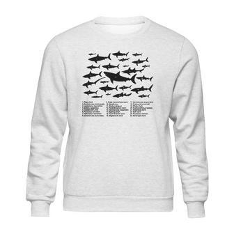 Shark Chart Conservation Funny Humor Fish Jaws Ocean Sweatshirt | Favorety DE