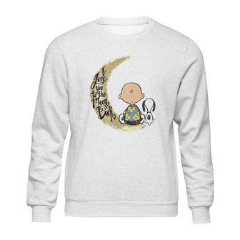 Snoopy Charlie Brown Autism I Love You To The Moon Back Sweatshirt | Favorety