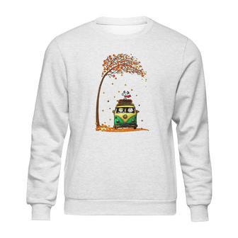 Snoopy With Friends Hippie Car Autumn Leaf Sweatshirt | Favorety