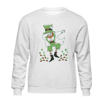 St Patricks Day Clovers Dabbing Leprechaun Youth Kids Sweatshirt | Favorety