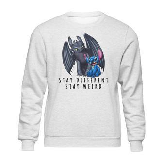 Stitch And Toothless Stay Different Stay Weird Sweatshirt | Favorety DE