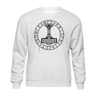 Thor Hammer Mjolnir In Circle Of Norse Runes Sweatshirt | Favorety CA