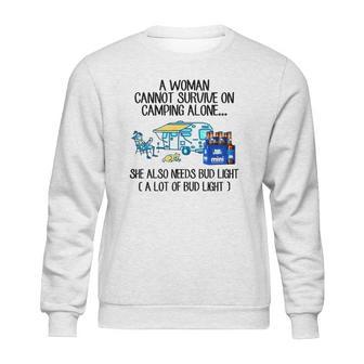 A Woman Cannot Survive On Camping Alone She Also Needs Bud Light Sweatshirt | Favorety UK