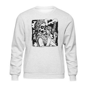 Gun And Roses Skull Girl Graphic Design Printed Casual Daily Basic Sweatshirt | Favorety