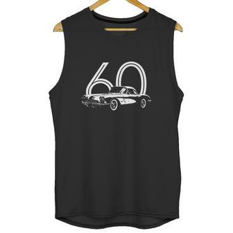 1960 Corvette Three Quarter Side View With Year Dark Color Unisex Tank Top | Favorety UK