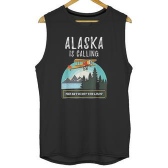 Alaska Mountain Retro Vintage Plane Bush Flying Unisex Tank Top | Favorety