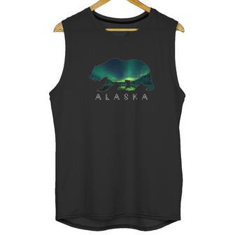 Alaskan Bear With Aurora Borealis Icy Mountain Tee Unisex Tank Top | Favorety