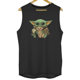 Baby Yoda Hug Golden Retriever Unisex Tank Top | Favorety UK