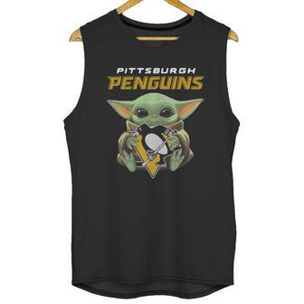 Baby Yoda Hug Pittsburgh Penguins Unisex Tank Top | Favorety