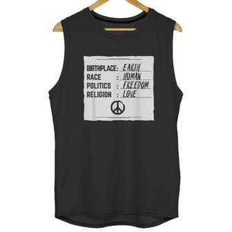 Birthplace Earth Race Human Freedom Love Peace Unisex Tank Top | Favorety UK