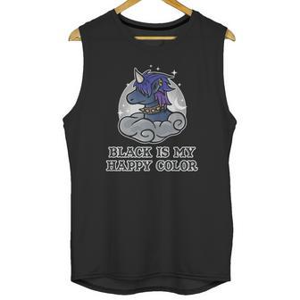 Black Is My Happy Color Kawaii Pastel Goth Gothic Unicorn Unisex Tank Top | Favorety