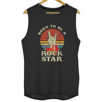 Born To Be Rock Star Hand Horns Vintage Retro Unisex Tank Top | Favorety