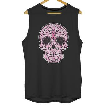 Breast Cancer Sugar Skull Day Of The Dead Dia De Los Muertos Unisex Tank Top | Favorety