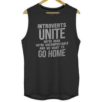 Brisco Brands Introverts Unite Here Uncomfortable Unisex Tank Top | Favorety CA