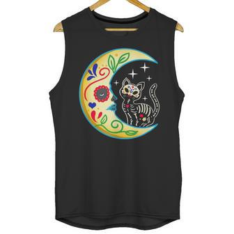 Cat & Moon Sugar Skull Dia De Los Muertos Day Of The Dead V2 Unisex Tank Top | Favorety CA