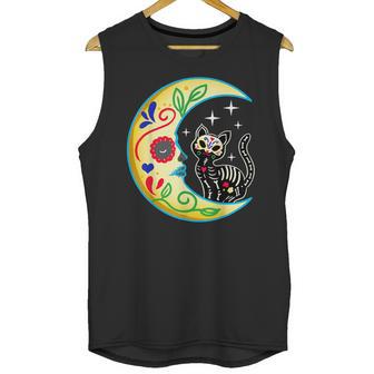 Cat Moon Sugar Skull Dia De Los Muertos Day Of He Dead Unisex Tank Top | Favorety CA