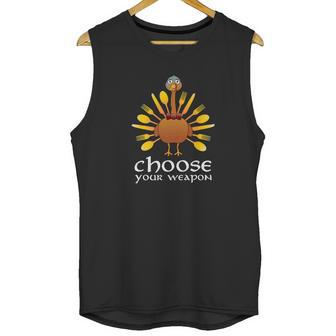 Choose Your Weapon Scary Turkey Face Thanksgiving Unisex Tank Top | Favorety UK