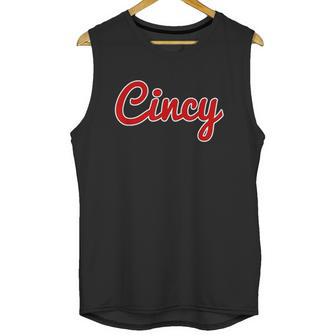 Classic Red Script Cincy City Unisex Tank Top | Favorety CA