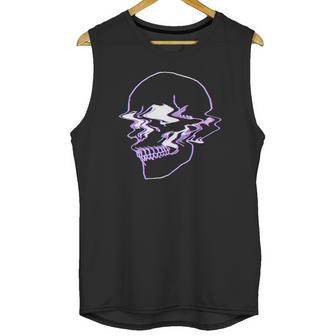 Creepy Cool Egirl Eboy Pastel Goth Vaporwave Glitch Skull Unisex Tank Top | Favorety UK