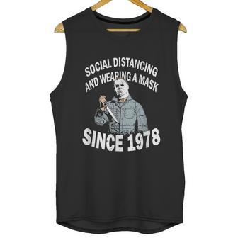 Cute Halloween Funny Halloween Day Social Distancing And Wearing A Mask Since V2 Unisex Tank Top | Favorety