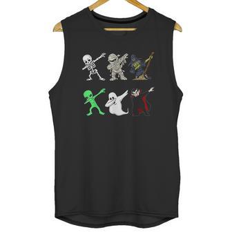 Dabbing Skeleton And Monsters Halloween Dracula Unisex Tank Top | Favorety