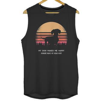 Dachshund Twilight Vintage Pine Tree Unisex Tank Top | Favorety AU