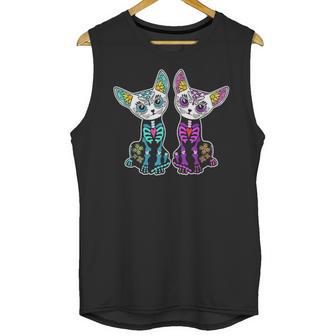 Day Of Dead Sugar Cats Skeleton Skull Unisex Tank Top | Favorety AU