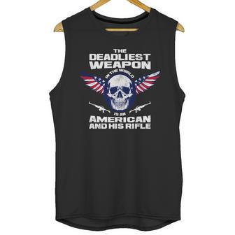 The Deadliest Weapon American And His Rifle Unisex Tank Top | Favorety UK