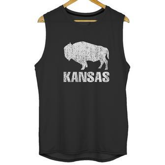 Distressed Kansas State And American Buffalo Bison Unisex Tank Top | Favorety