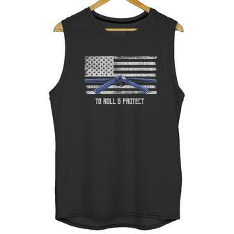 Distressed Police Thin Blue Line Jiu Jitsu Unisex Tank Top | Favorety UK