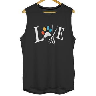 Dog Grooming Love Dogs Pet Daycare Groomer Vintage Paw Print Unisex Tank Top | Favorety AU